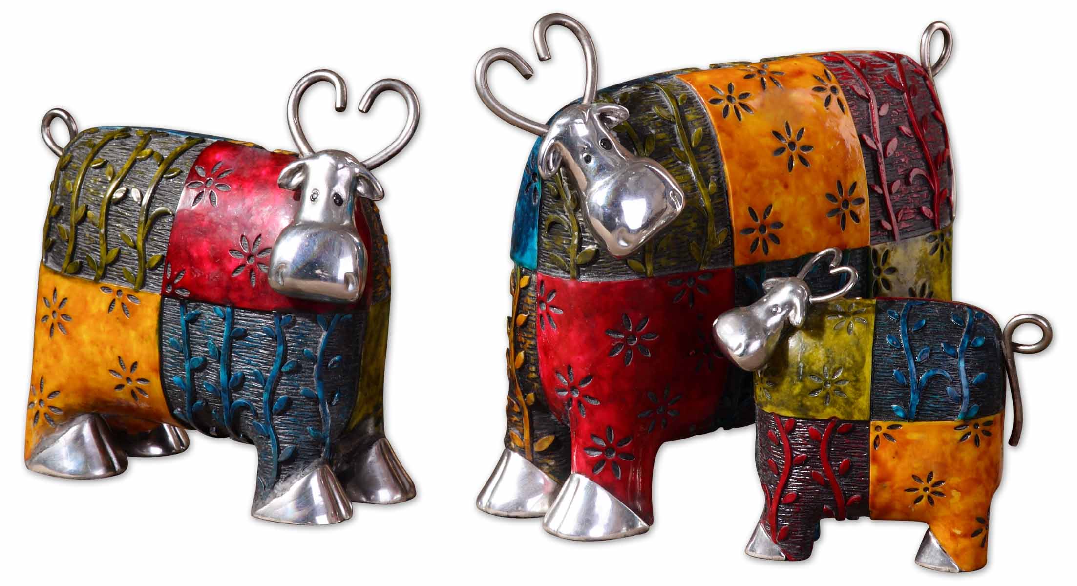 Picture of COLORFUL COWS METAL FIGURINES